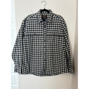 Woolrich Men's Flannel Shirt Button Down Gray Plaid Men's Size XL